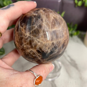 Black & Peach Moonstone Sphere