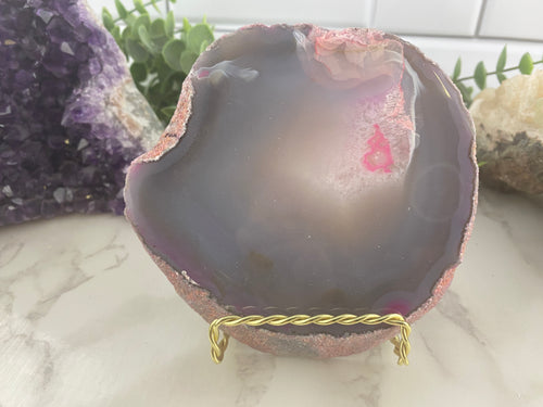Pink/ Grey Dyed Agate Slab