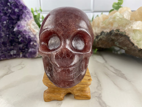 Strawberry Quartz Skull