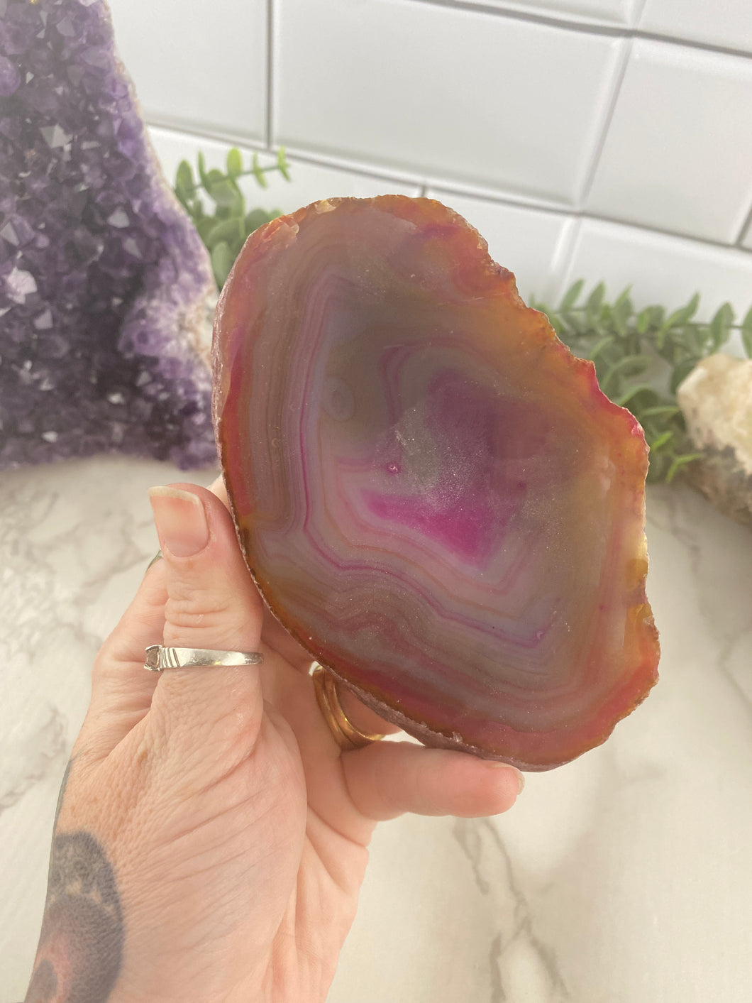 Pink Dyed Agate Slab