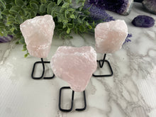 Load image into Gallery viewer, Raw Rose Quartz On Stand