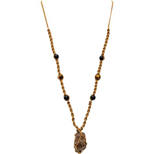 Tiger Eye & Obsidian necklace
