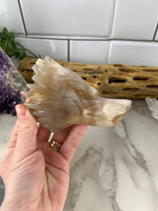 Flower Agate Wolf Head